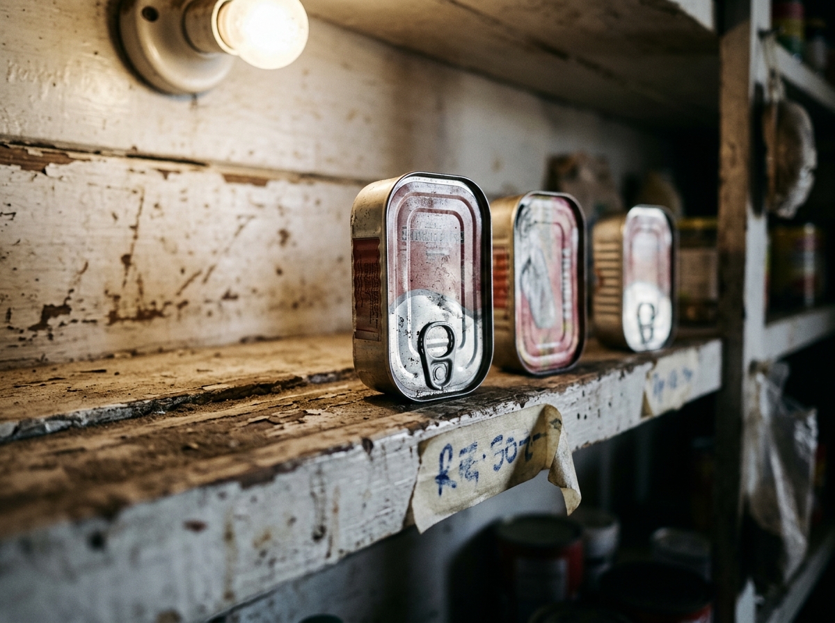Small canned sardines at retail or in the pantry.